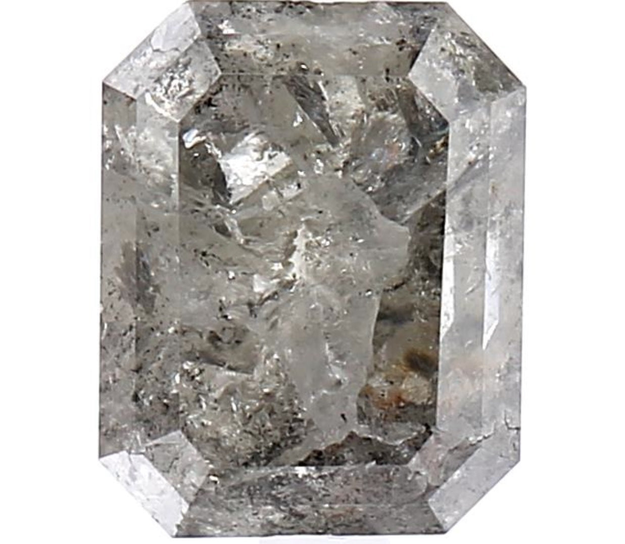 3.36 Carat Salt and Pepper Diamond, Natural Gray Color Emerald Loose Diamond for Engagement Ring