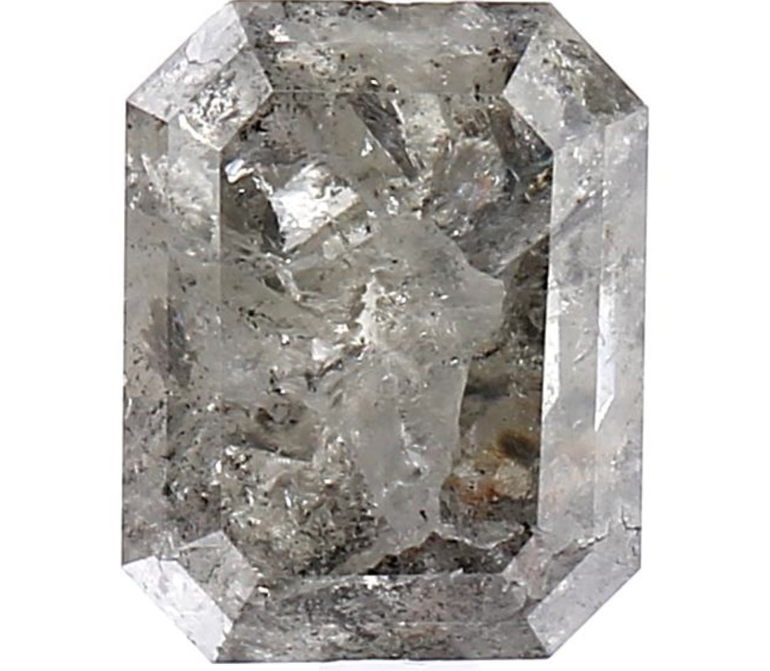 3.36 Carat Salt and Pepper Diamond, Natural Gray Color Emerald Loose Diamond for Engagement Ring