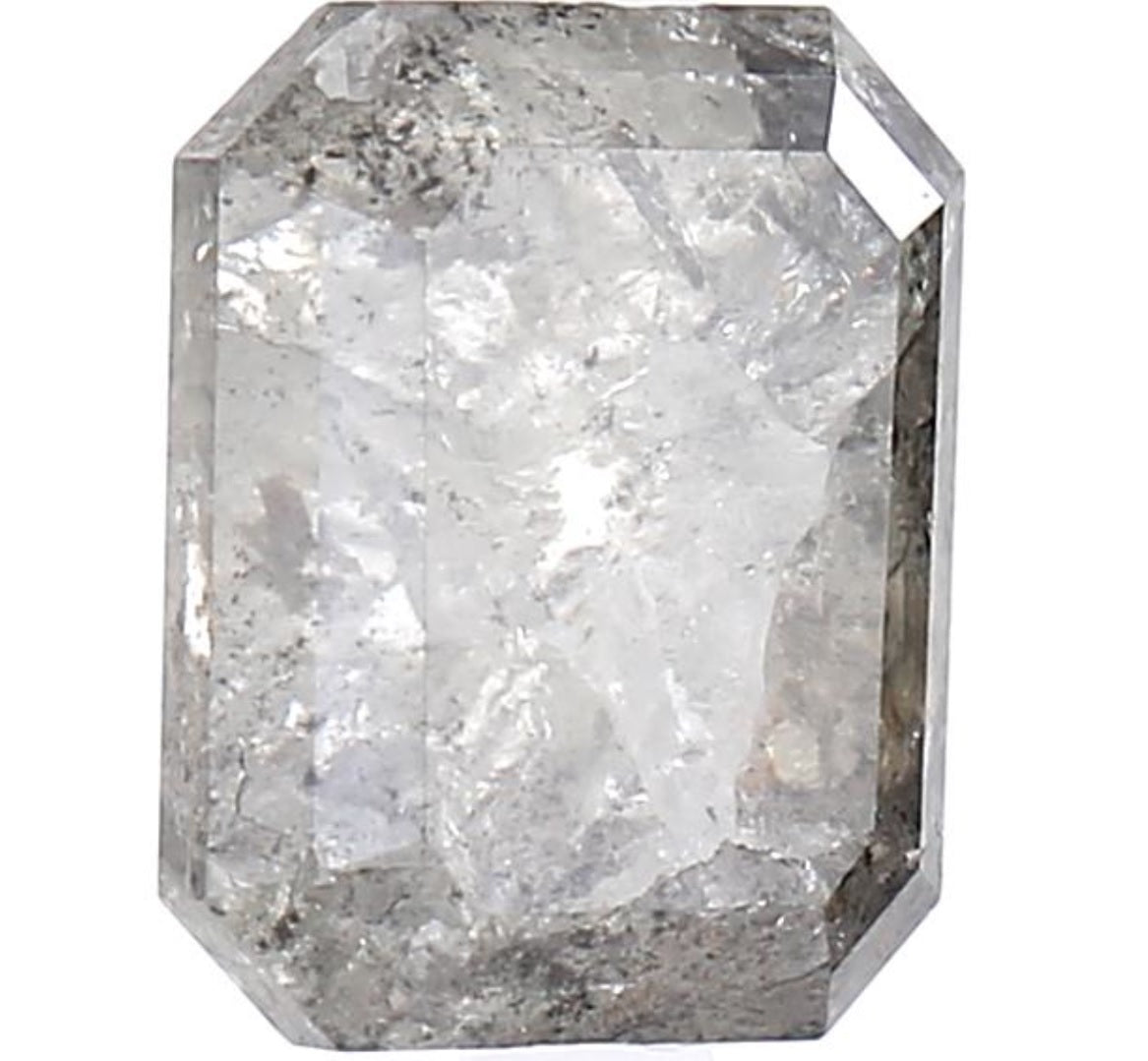 3.36 Carat Salt and Pepper Diamond, Natural Gray Color Emerald Loose Diamond for Engagement Ring