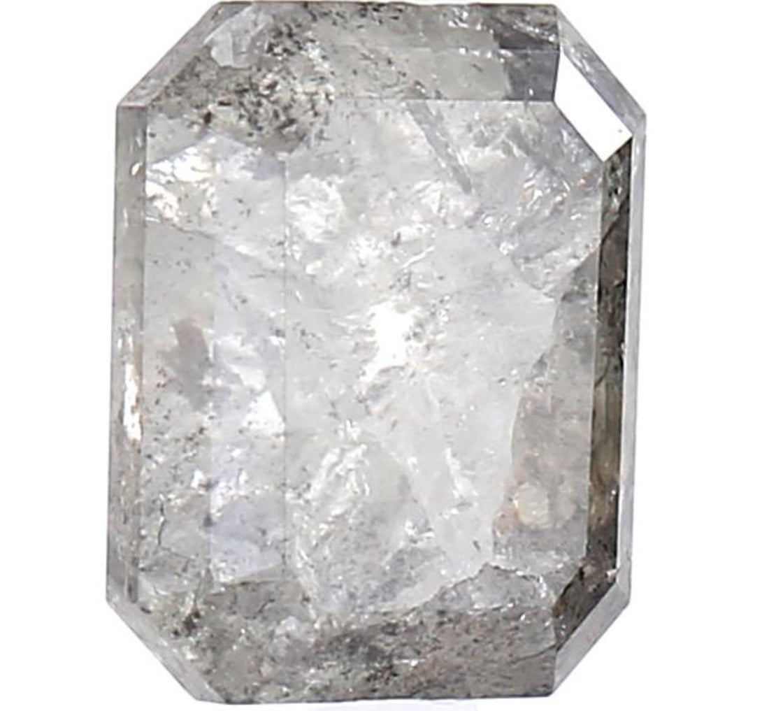 3.36 Carat Salt and Pepper Diamond, Natural Gray Color Emerald Loose Diamond for Engagement Ring