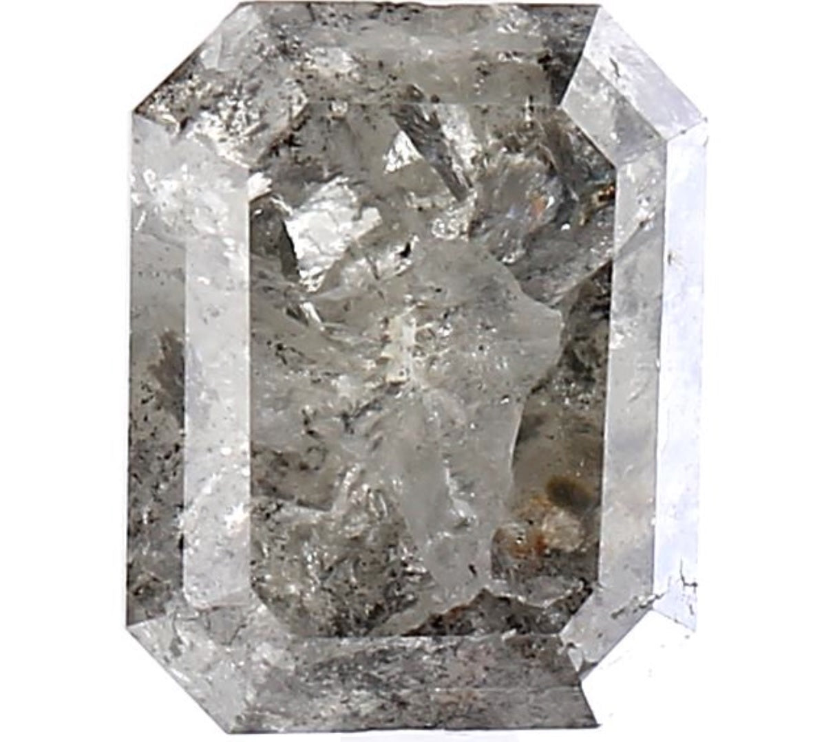 3.36 Carat Salt and Pepper Diamond, Natural Gray Color Emerald Loose Diamond for Engagement Ring