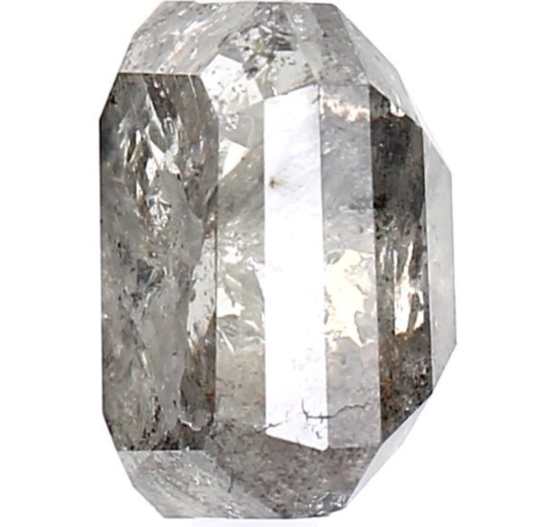 3.36 Carat Salt and Pepper Diamond, Natural Gray Color Emerald Loose Diamond for Engagement Ring