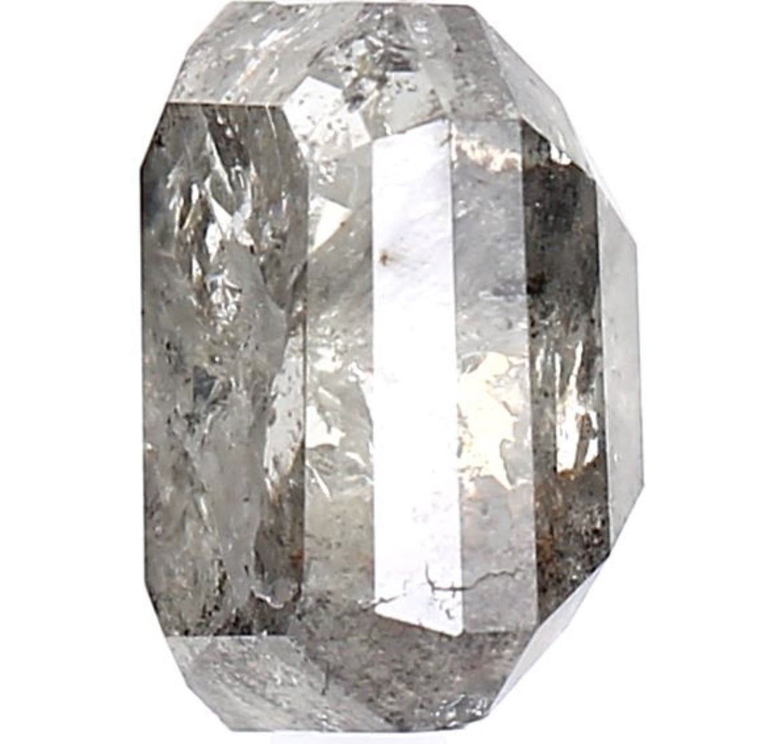 3.36 Carat Salt and Pepper Diamond, Natural Gray Color Emerald Loose Diamond for Engagement Ring