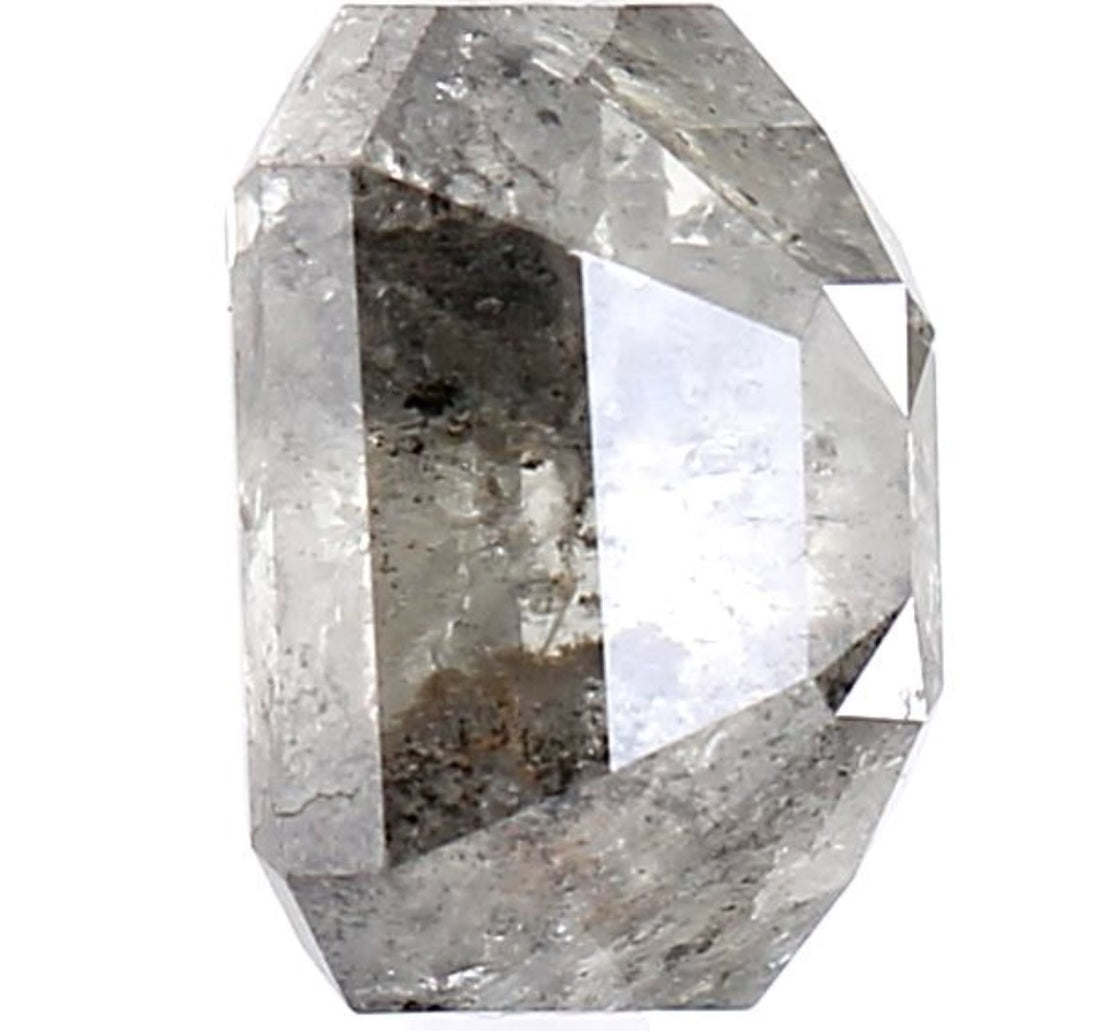 3.36 Carat Salt and Pepper Diamond, Natural Gray Color Emerald Loose Diamond for Engagement Ring