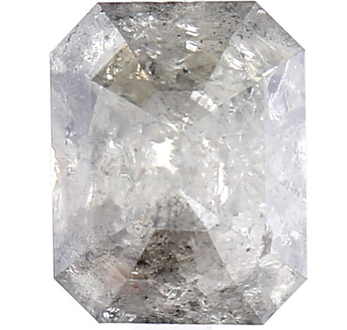 3.36 Carat Salt and Pepper Diamond, Natural Gray Color Emerald Loose Diamond for Engagement Ring