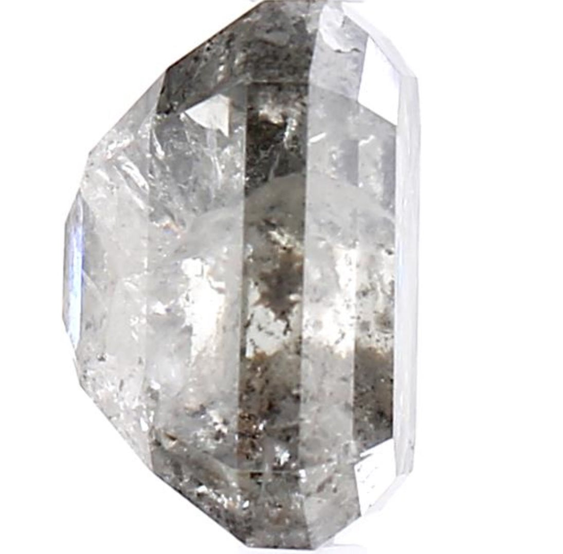 3.36 Carat Salt and Pepper Diamond, Natural Gray Color Emerald Loose Diamond for Engagement Ring