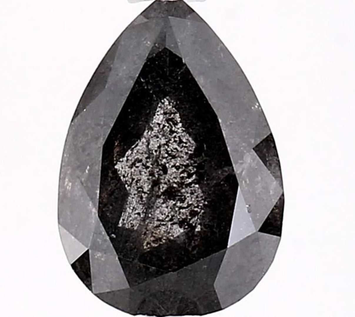 1.65 Carat Salt and Pepper Diamond, Natural Gray Color Pear Loose Diamond for Engagement Ring