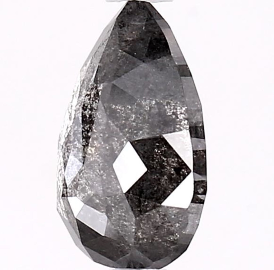 1.65 Carat Salt and Pepper Diamond, Natural Gray Color Pear Loose Diamond for Engagement Ring