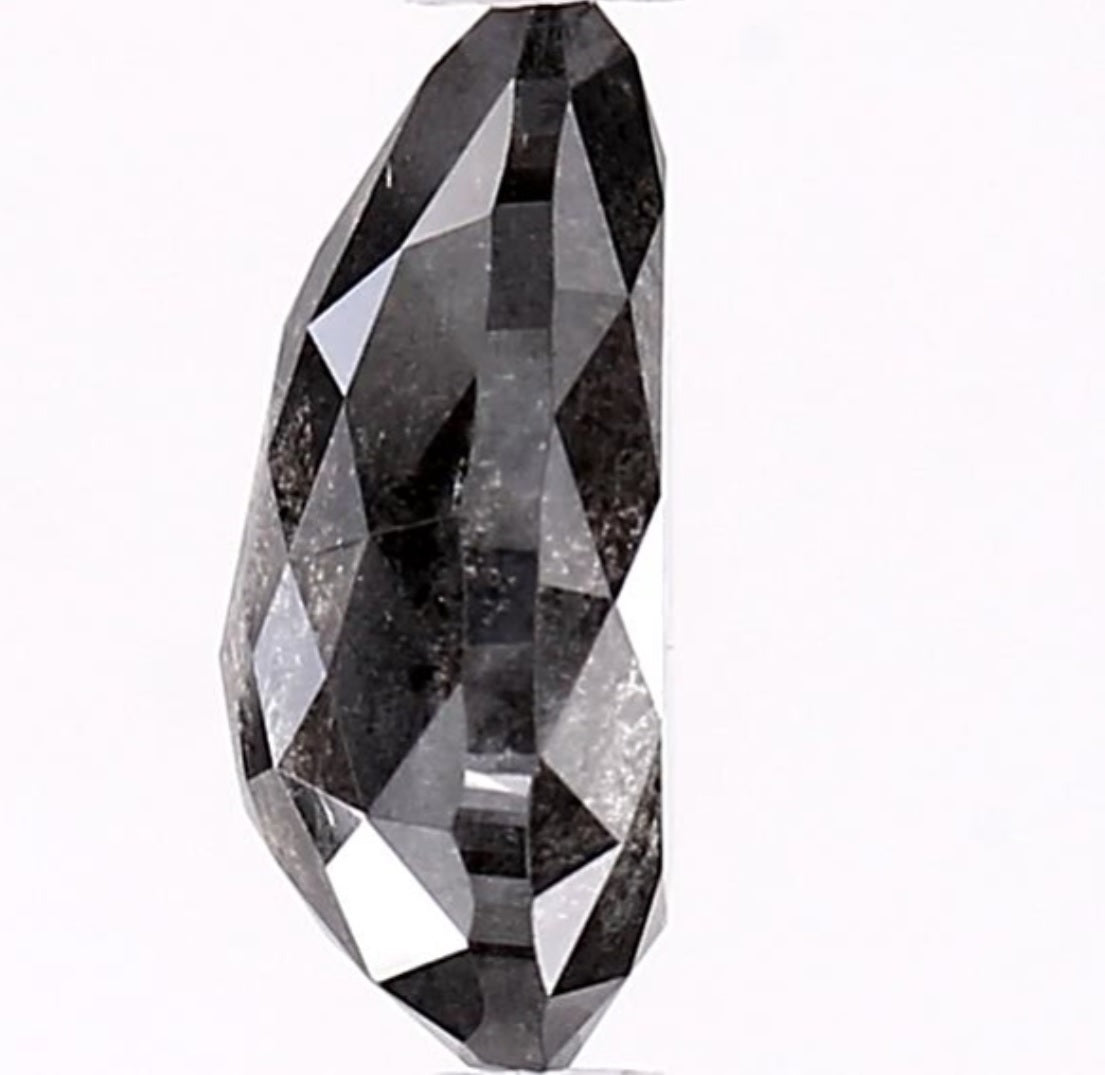 1.65 Carat Salt and Pepper Diamond, Natural Gray Color Pear Loose Diamond for Engagement Ring