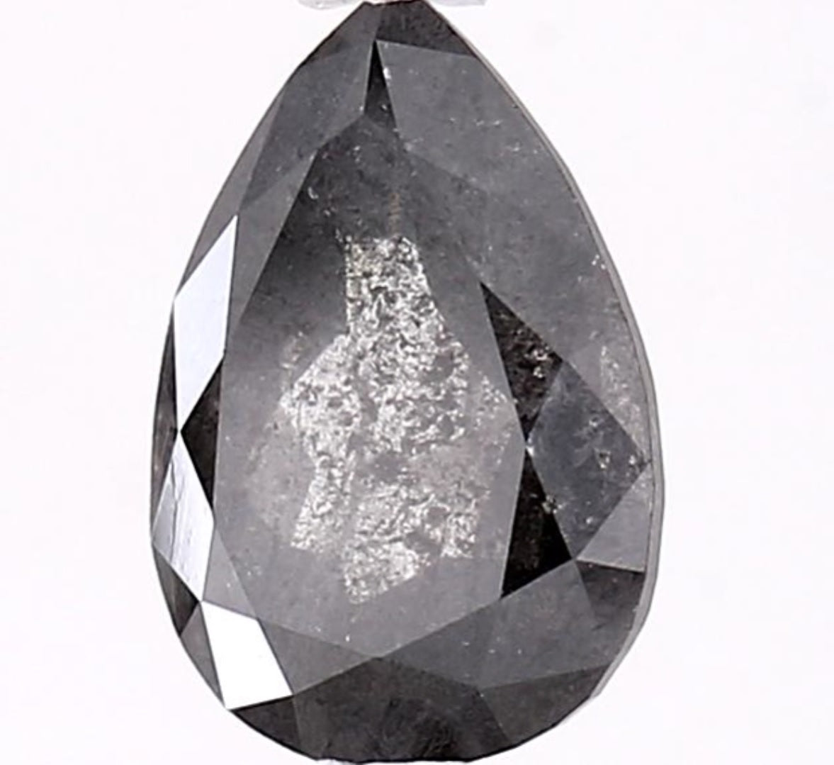 1.65 Carat Salt and Pepper Diamond, Natural Gray Color Pear Loose Diamond for Engagement Ring
