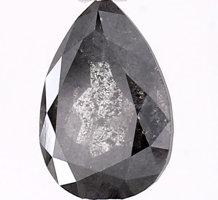 1.65 Carat Salt and Pepper Diamond, Natural Gray Color Pear Loose Diamond for Engagement Ring