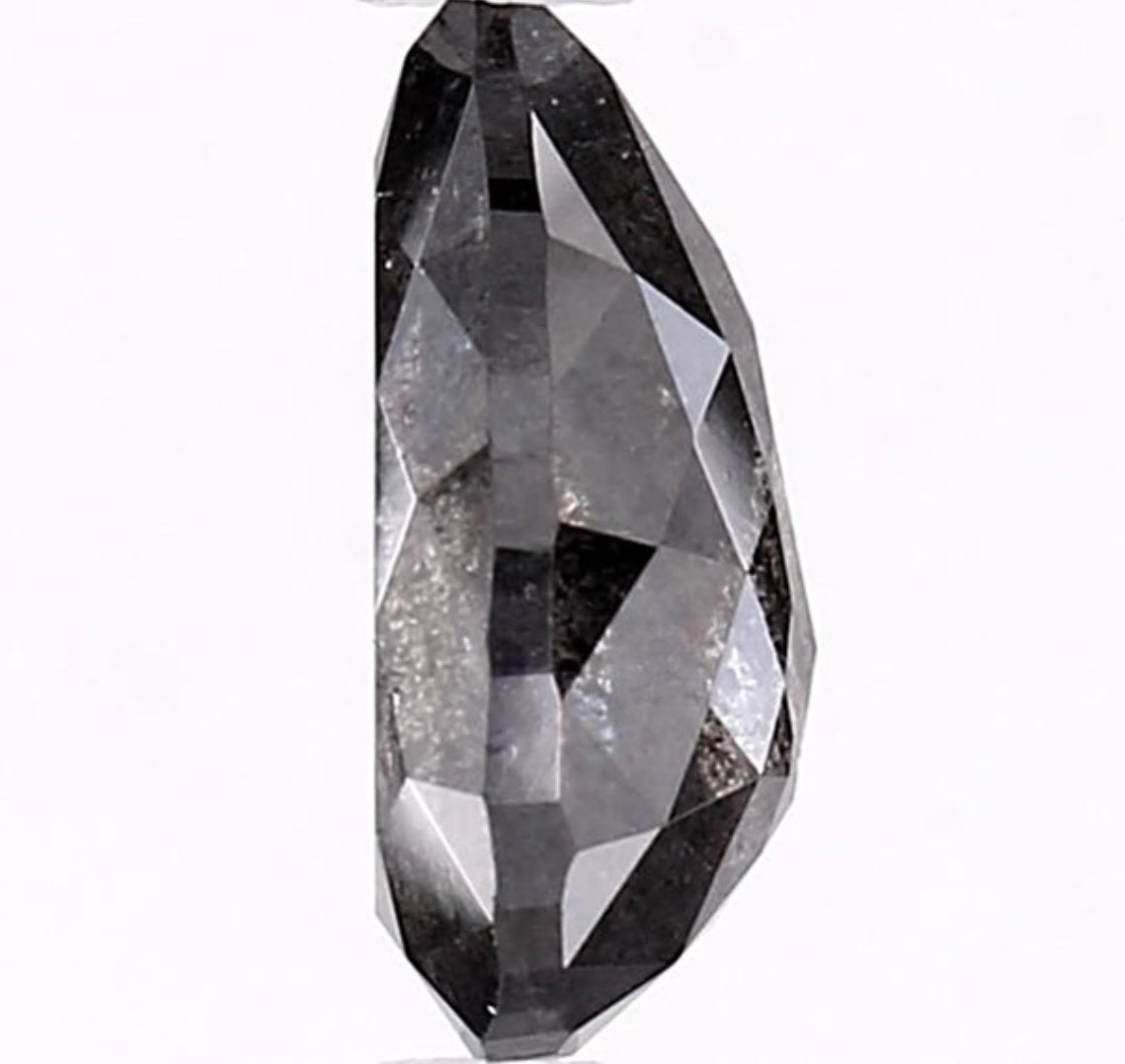 1.65 Carat Salt and Pepper Diamond, Natural Gray Color Pear Loose Diamond for Engagement Ring