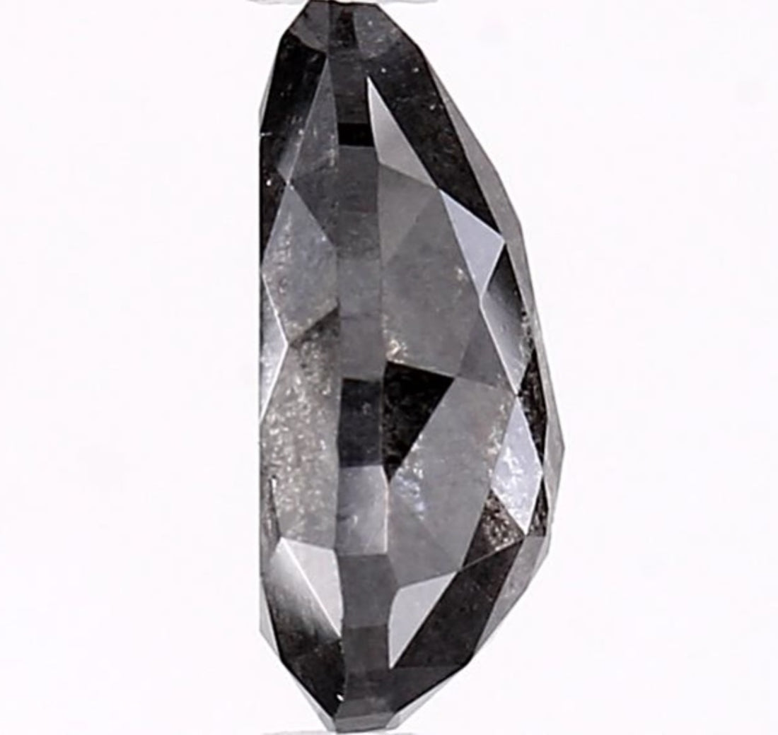 1.65 Carat Salt and Pepper Diamond, Natural Gray Color Pear Loose Diamond for Engagement Ring