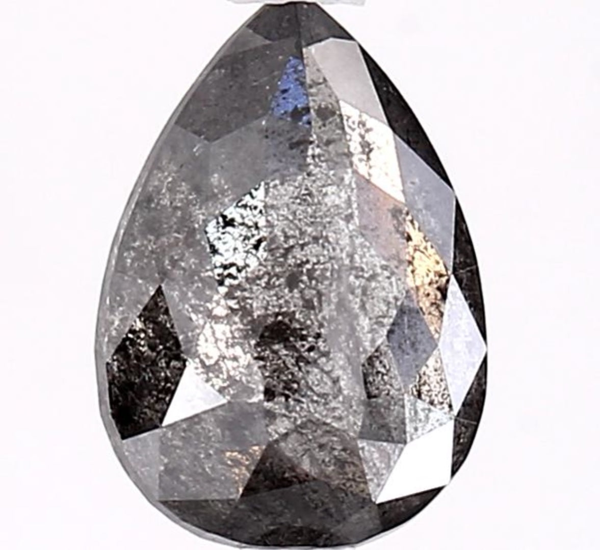 1.65 Carat Salt and Pepper Diamond, Natural Gray Color Pear Loose Diamond for Engagement Ring