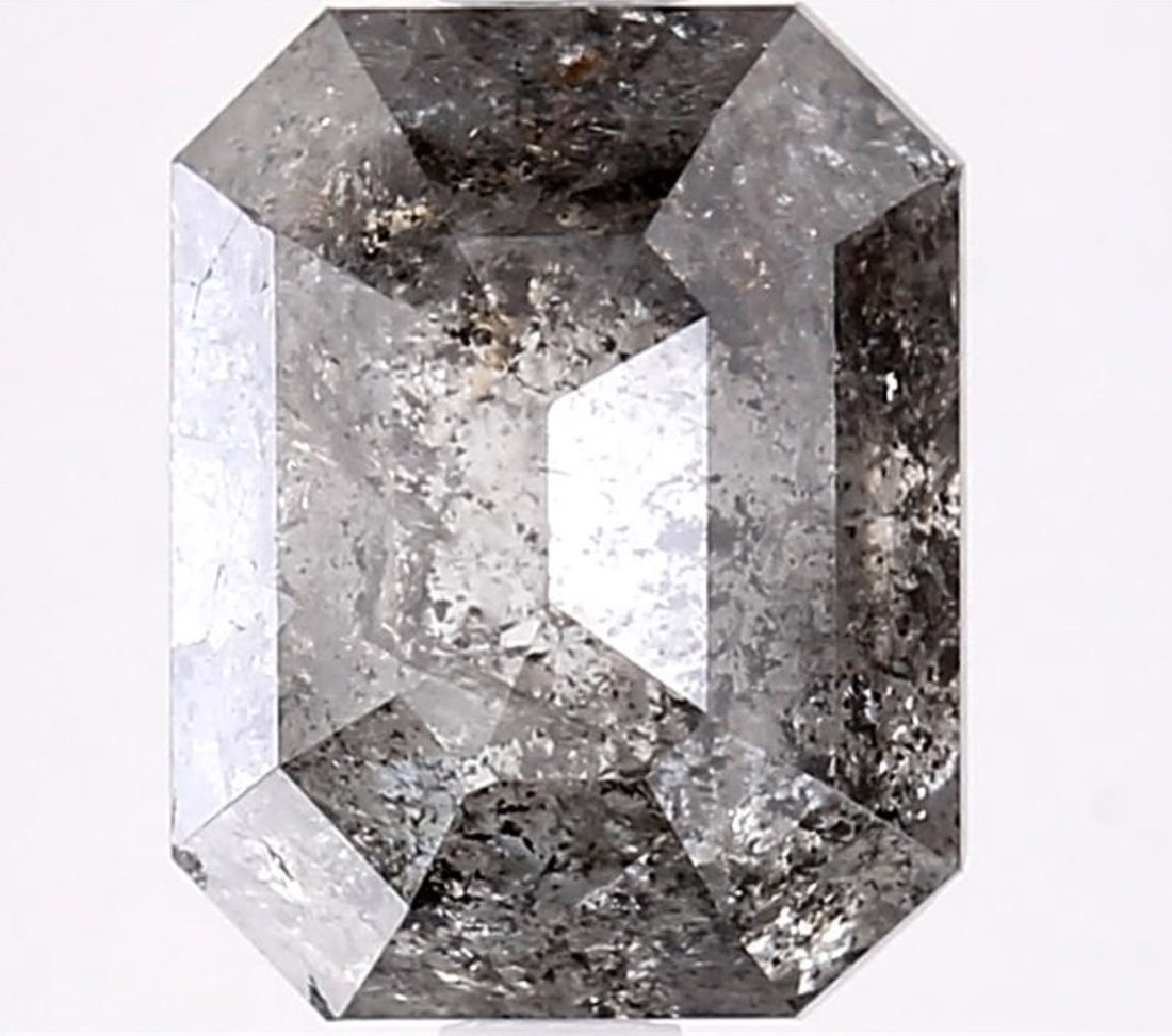 3.63 Carat Salt and Pepper Diamond, Natural Gray Color Emerald Loose Diamond for Engagement Ring