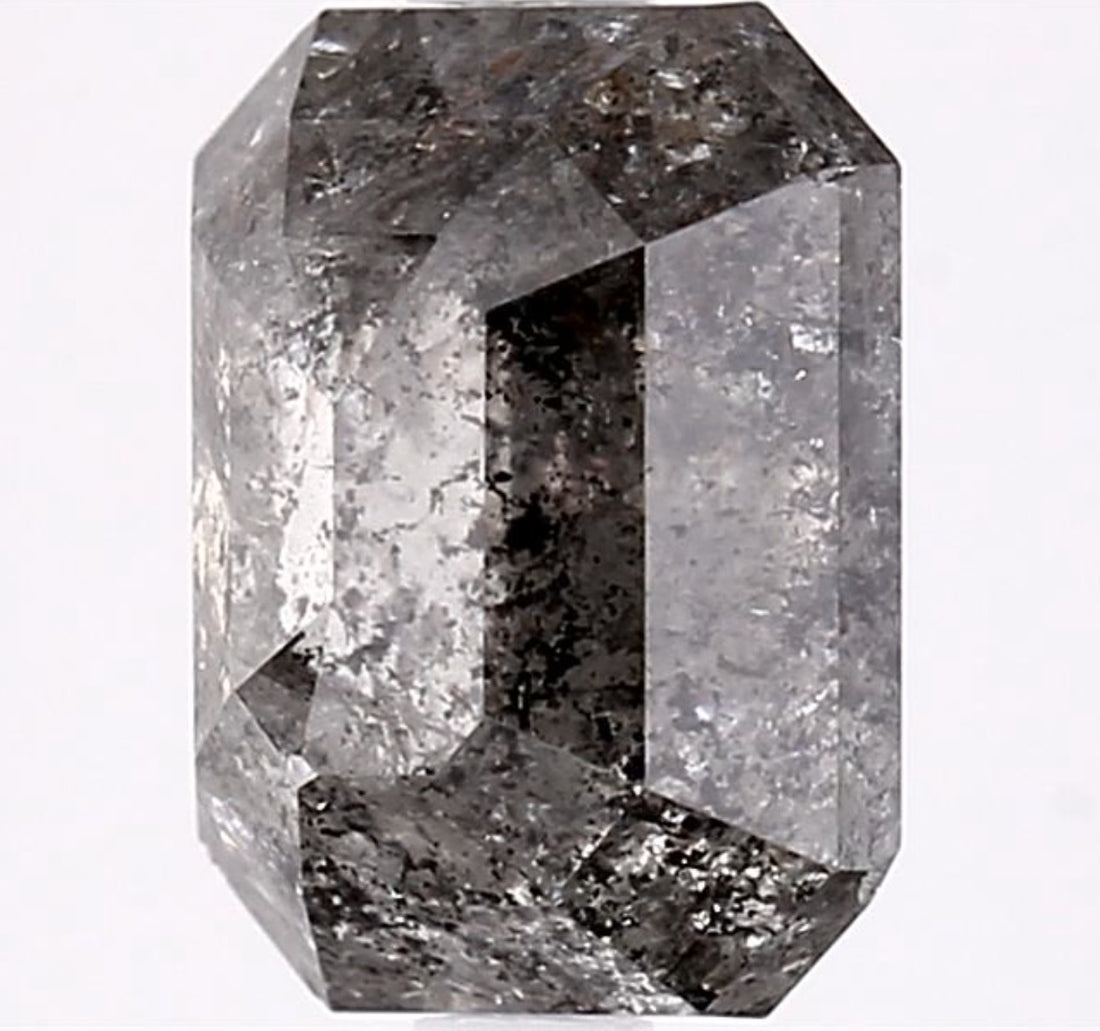 3.63 Carat Salt and Pepper Diamond, Natural Gray Color Emerald Loose Diamond for Engagement Ring