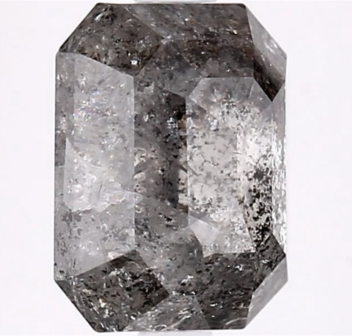 3.63 Carat Salt and Pepper Diamond, Natural Gray Color Emerald Loose Diamond for Engagement Ring