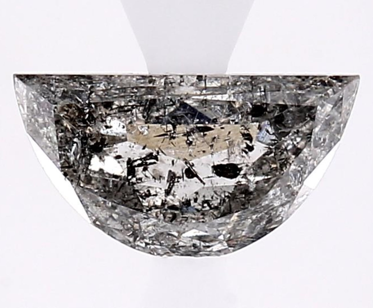 0.97 Carat Salt and Pepper Diamond, Natural Gray Color Half Moon Loose Diamond for Engagement Ring