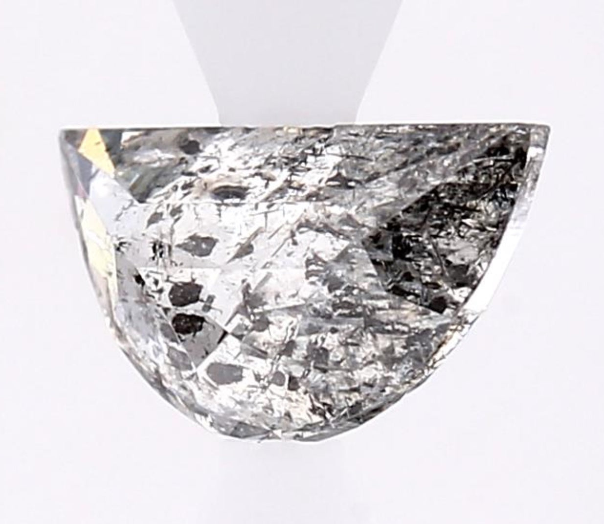 0.97 Carat Salt and Pepper Diamond, Natural Gray Color Half Moon Loose Diamond for Engagement Ring