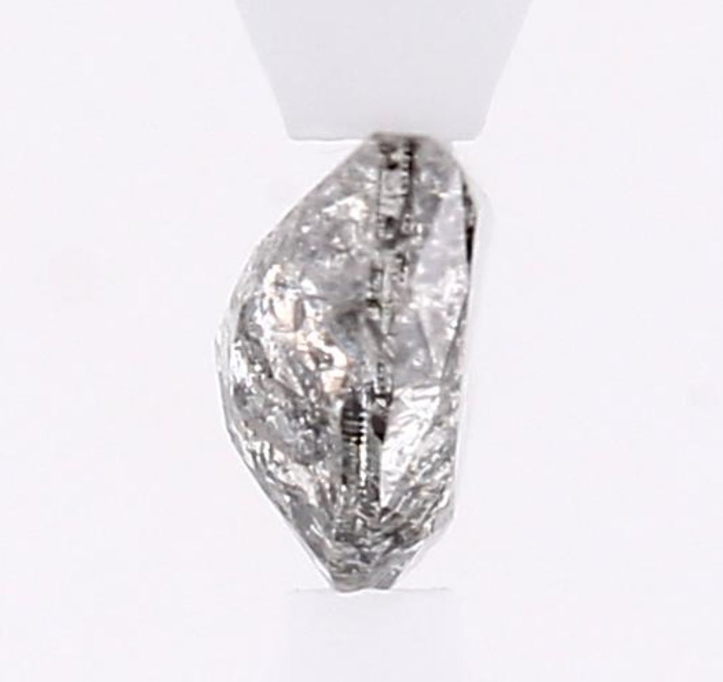 0.97 Carat Salt and Pepper Diamond, Natural Gray Color Half Moon Loose Diamond for Engagement Ring