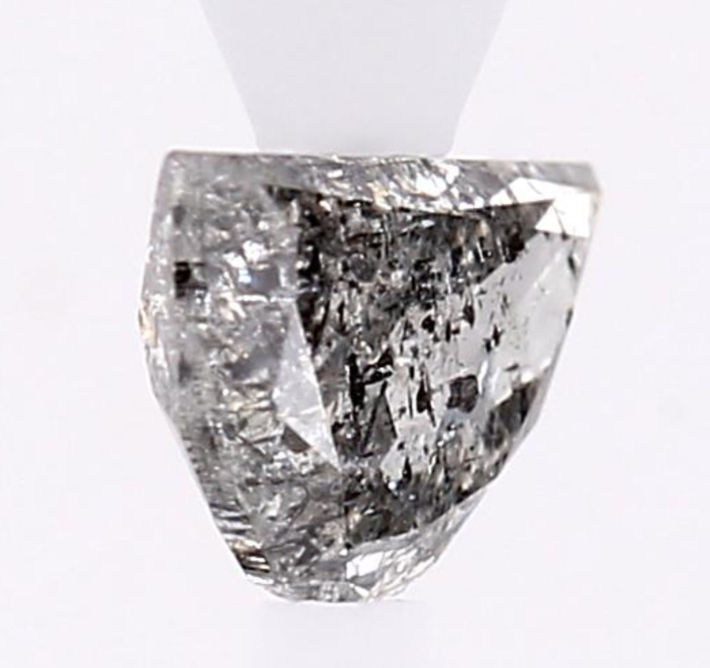 0.97 Carat Salt and Pepper Diamond, Natural Gray Color Half Moon Loose Diamond for Engagement Ring