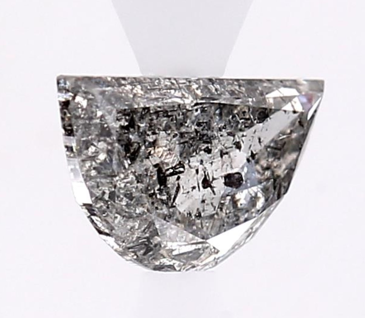 0.97 Carat Salt and Pepper Diamond, Natural Gray Color Half Moon Loose Diamond for Engagement Ring