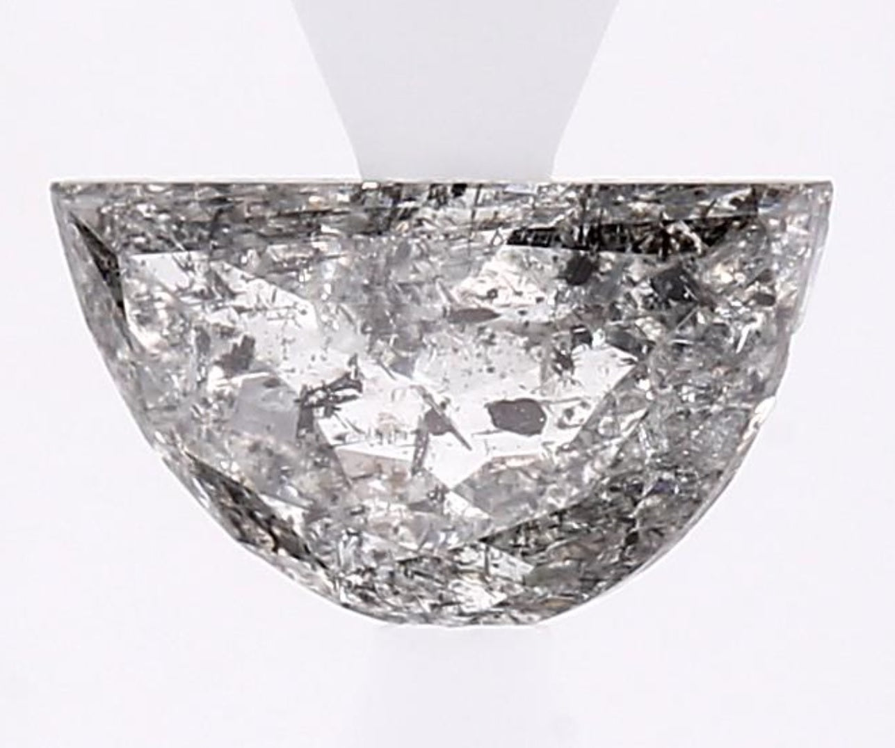 0.97 Carat Salt and Pepper Diamond, Natural Gray Color Half Moon Loose Diamond for Engagement Ring