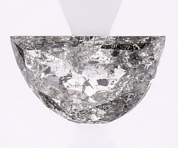 0.97 Carat Salt and Pepper Diamond, Natural Gray Color Half Moon Loose Diamond for Engagement Ring