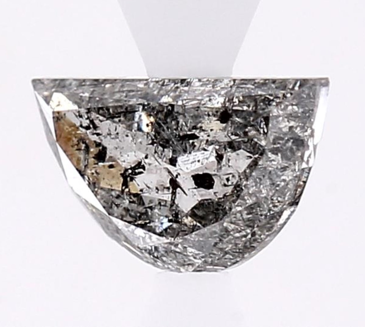 0.97 Carat Salt and Pepper Diamond, Natural Gray Color Half Moon Loose Diamond for Engagement Ring