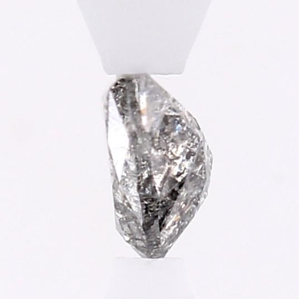 0.97 Carat Salt and Pepper Diamond, Natural Gray Color Half Moon Loose Diamond for Engagement Ring