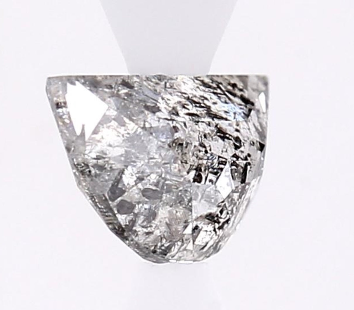 0.97 Carat Salt and Pepper Diamond, Natural Gray Color Half Moon Loose Diamond for Engagement Ring