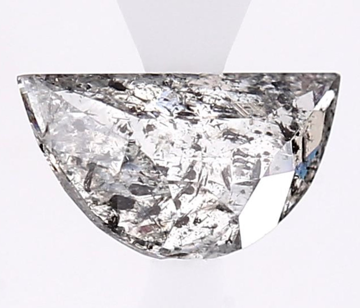 0.97 Carat Salt and Pepper Diamond, Natural Gray Color Half Moon Loose Diamond for Engagement Ring