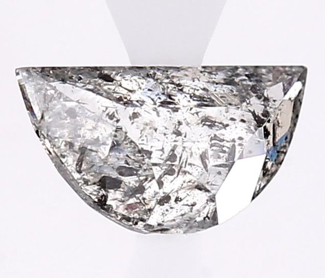 0.97 Carat Salt and Pepper Diamond, Natural Gray Color Half Moon Loose Diamond for Engagement Ring