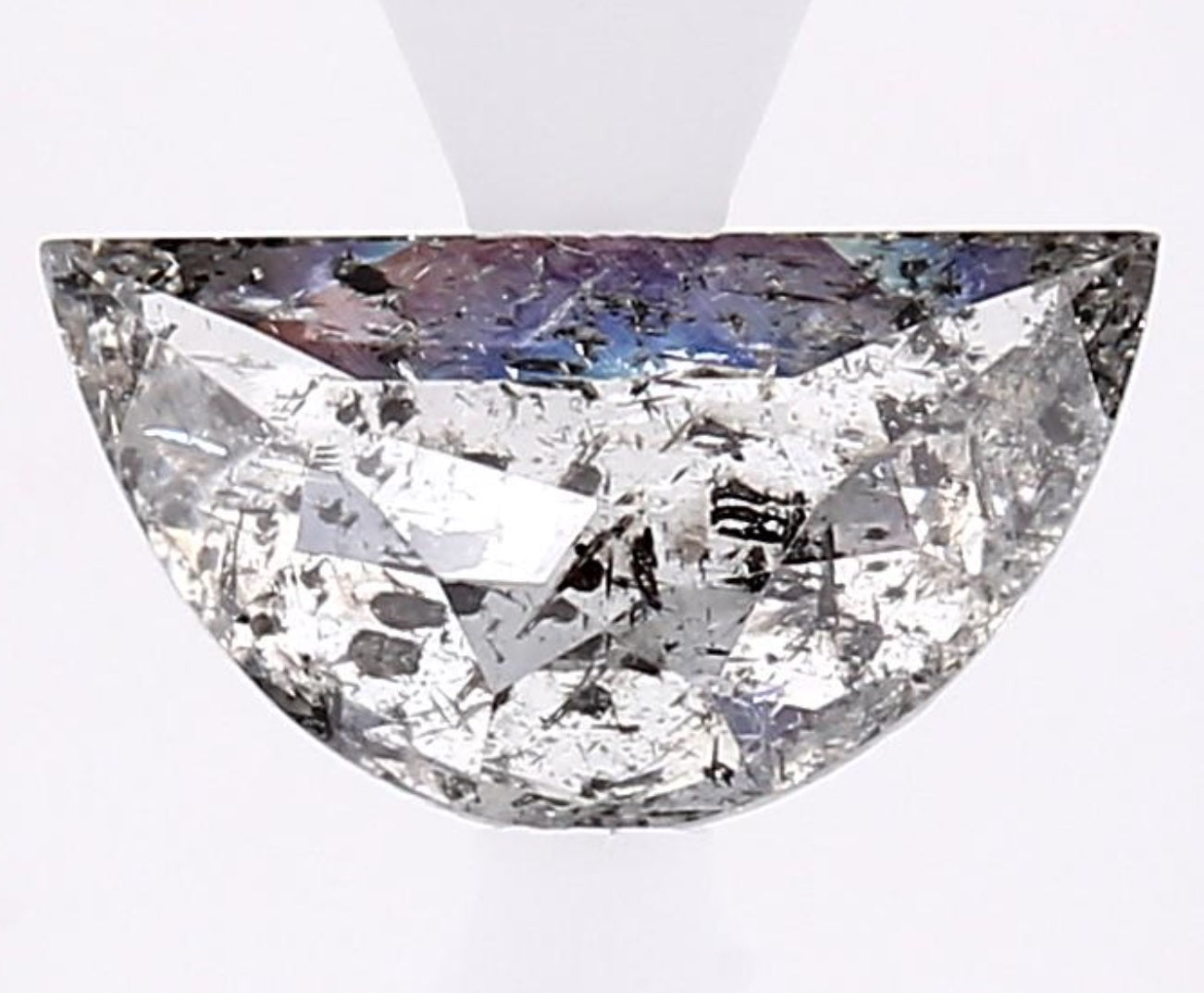 0.97 Carat Salt and Pepper Diamond, Natural Gray Color Half Moon Loose Diamond for Engagement Ring
