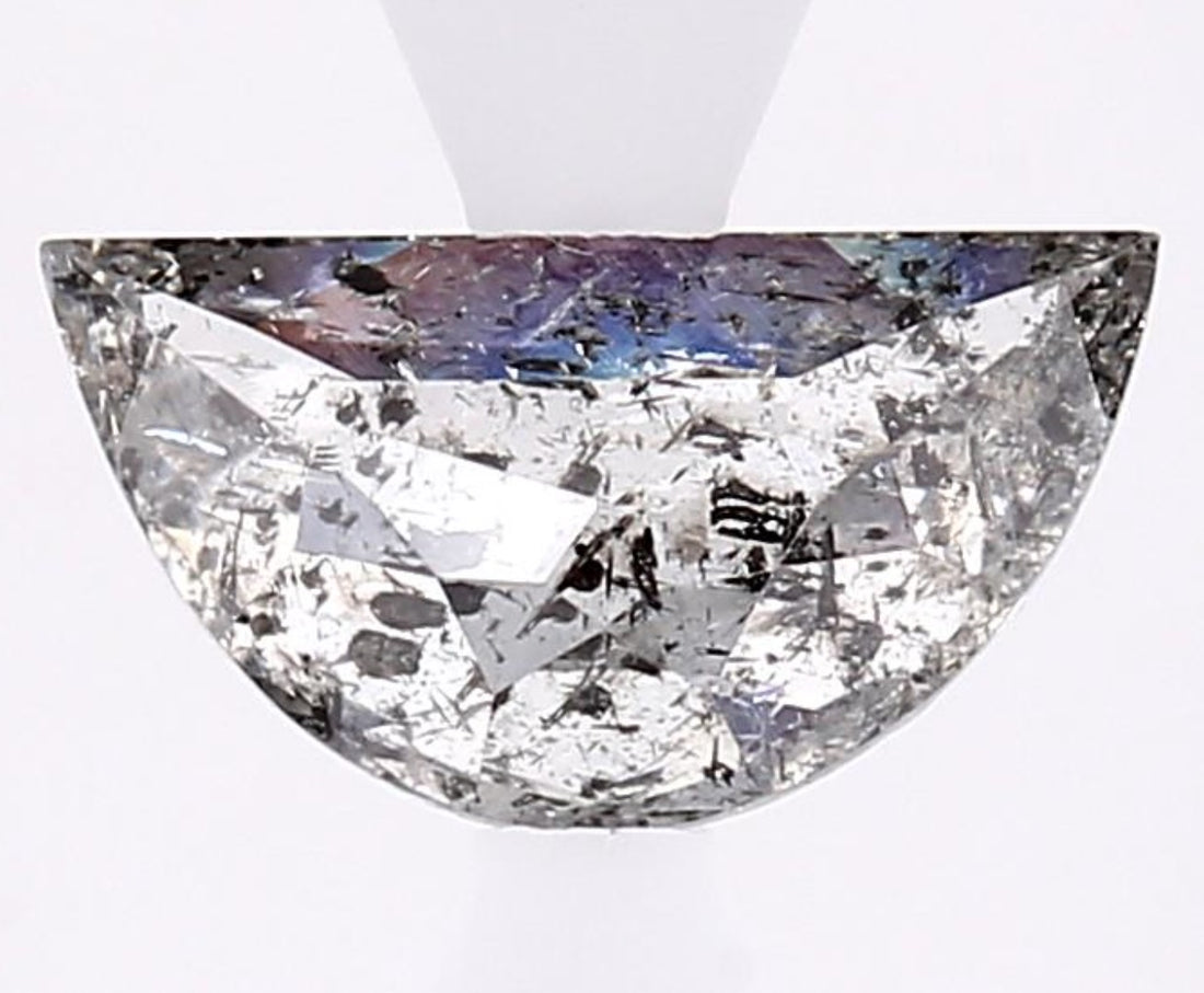0.97 Carat Salt and Pepper Diamond, Natural Gray Color Half Moon Loose Diamond for Engagement Ring