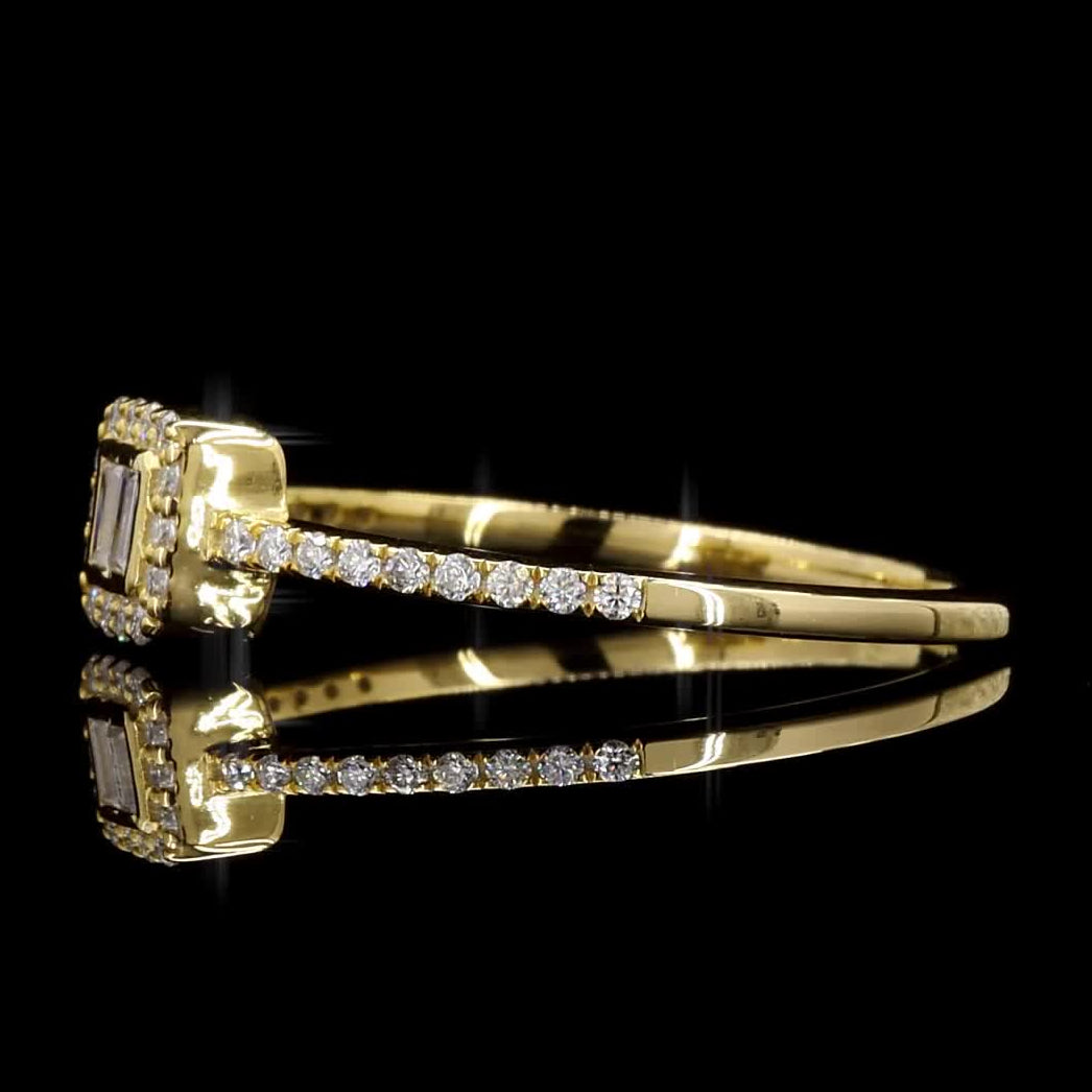 White Diamond Band, Natural Baguette Diamond 14k Gold Engagement Ring, Gift for Her