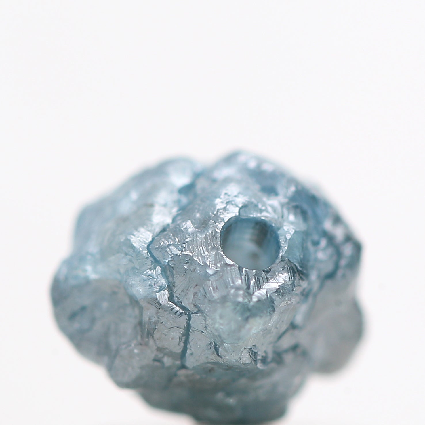 1.13 Carat Big Natural Blue Diamond, Fancy Blue Color Rough Diamond Beads Wt 1 MM Drilled Hole