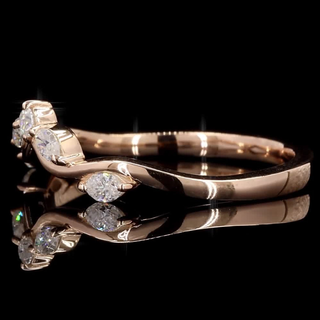 14k Gold White Diamond Cluster Band, Natural Round Diamond Band, Handmade Rose Gold Jewelry, Rare Marquise Engagement Ring, Gift for Her