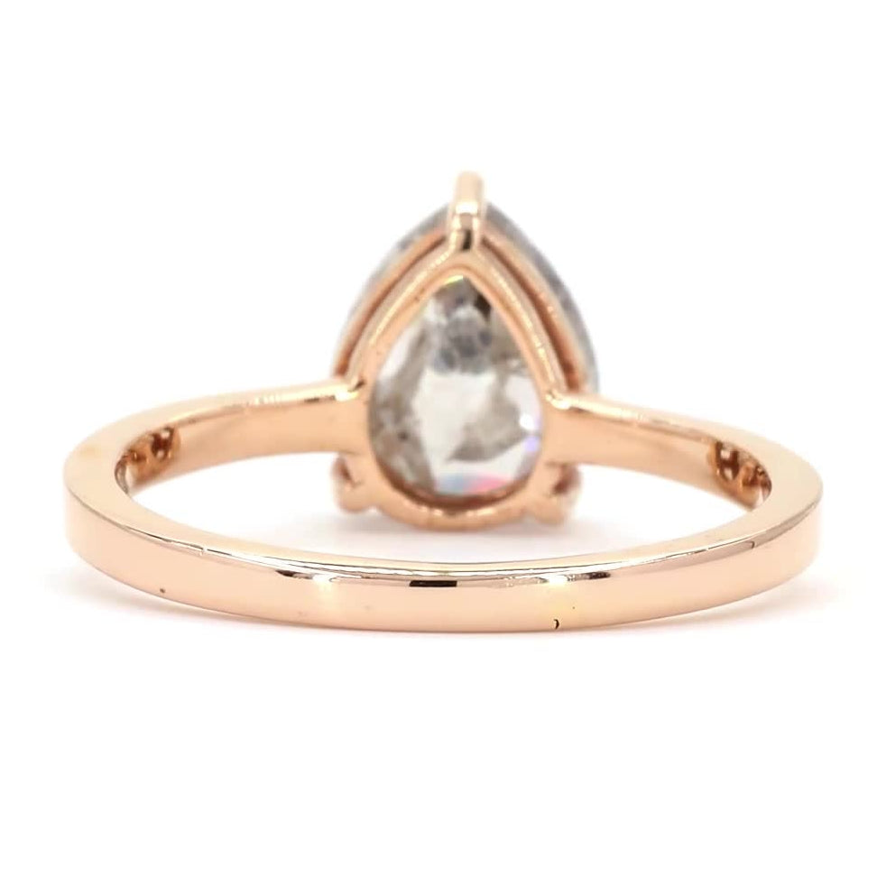2.43 Ct Salt and Pepper Diamond Ring, 14k Gold Pear Engagement Ring, Natural Gray Diamond Ring, Gift for Her