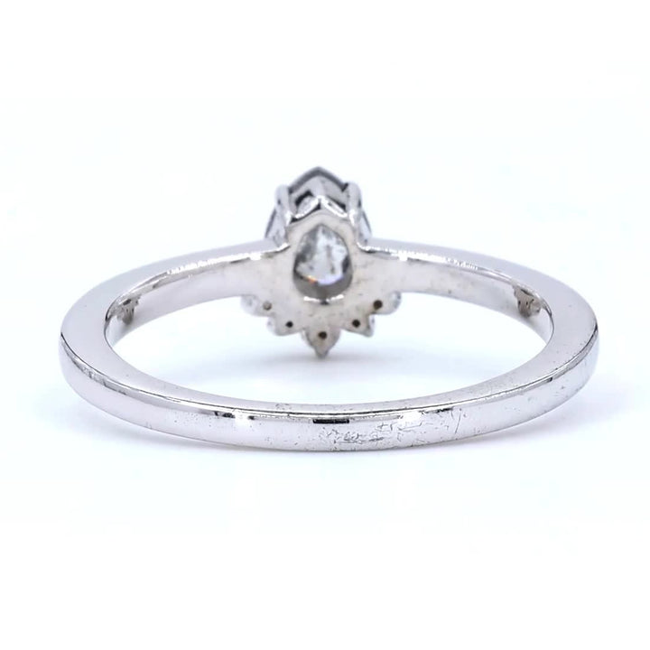 Salt and Pepper Diamond Ring, 14K Gold Engagement Ring, Natural Pear Gray Diamond Wedding Ring, Gift for Women