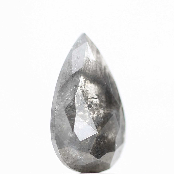 Salt and Pepper Diamond, 1.75 Ct Natural Gray Color Pear Cut Loose Diamond for Engagement Ring Jewelry