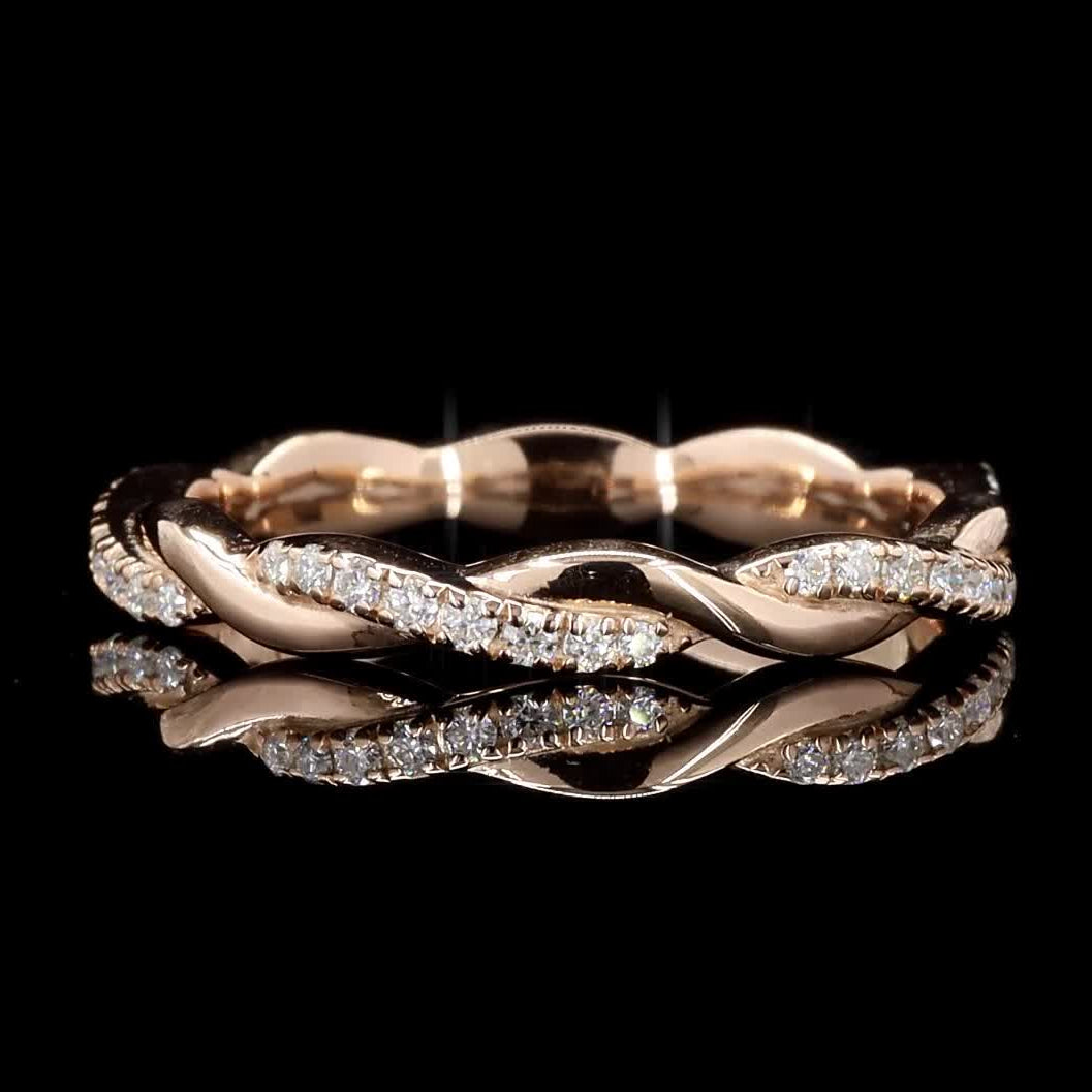 White Diamond Infinity Band, 14k Gold Natural Round Diamond Dainty Ring wt Certi, Handmade Vintage Gold Jewelry, Cluster Ring, Gift for Her