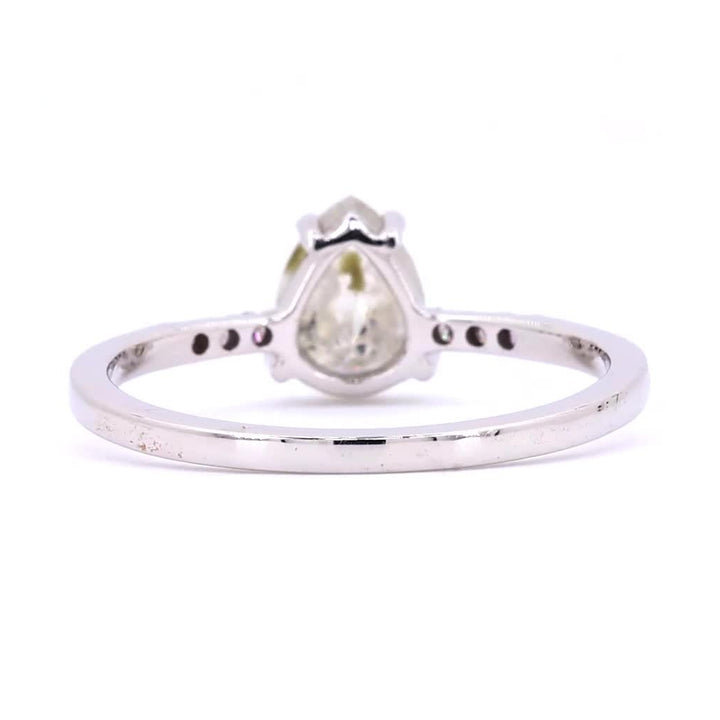 Salt and Pepper Diamond Ring, 14K Gold Engagement Ring, Natural Pear Gray Diamond Ring, Valentine Gift for Her