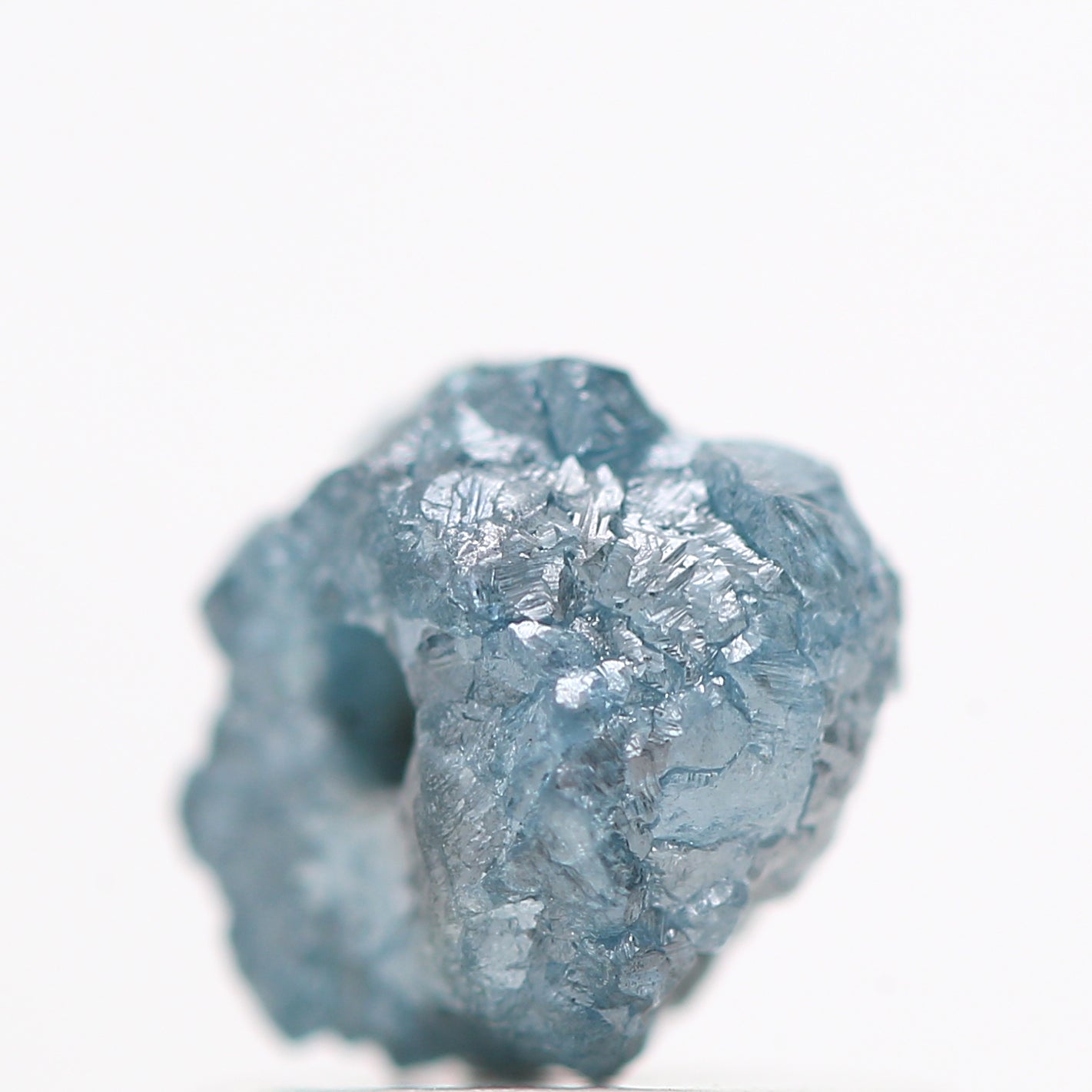 1.02 Carat Fancy Blue Color Rough Loose Diamond Beads with 1 MM Drilled Hole for Necklace