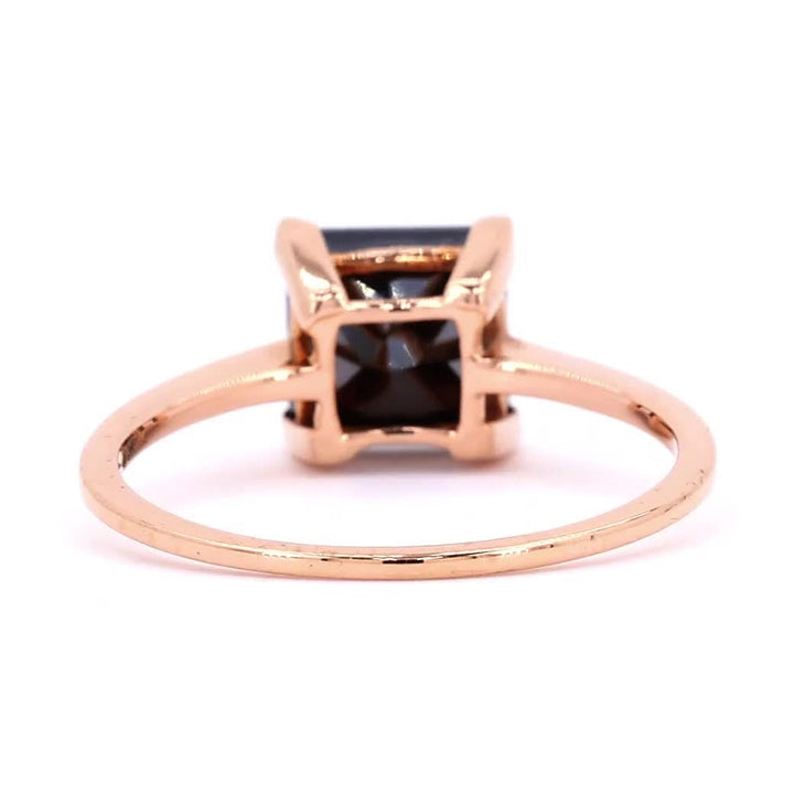 Black Princess Diamond Enagagement Ring, Natural Square Diamond Anniversary Ring, Solitaire Diamond Ring