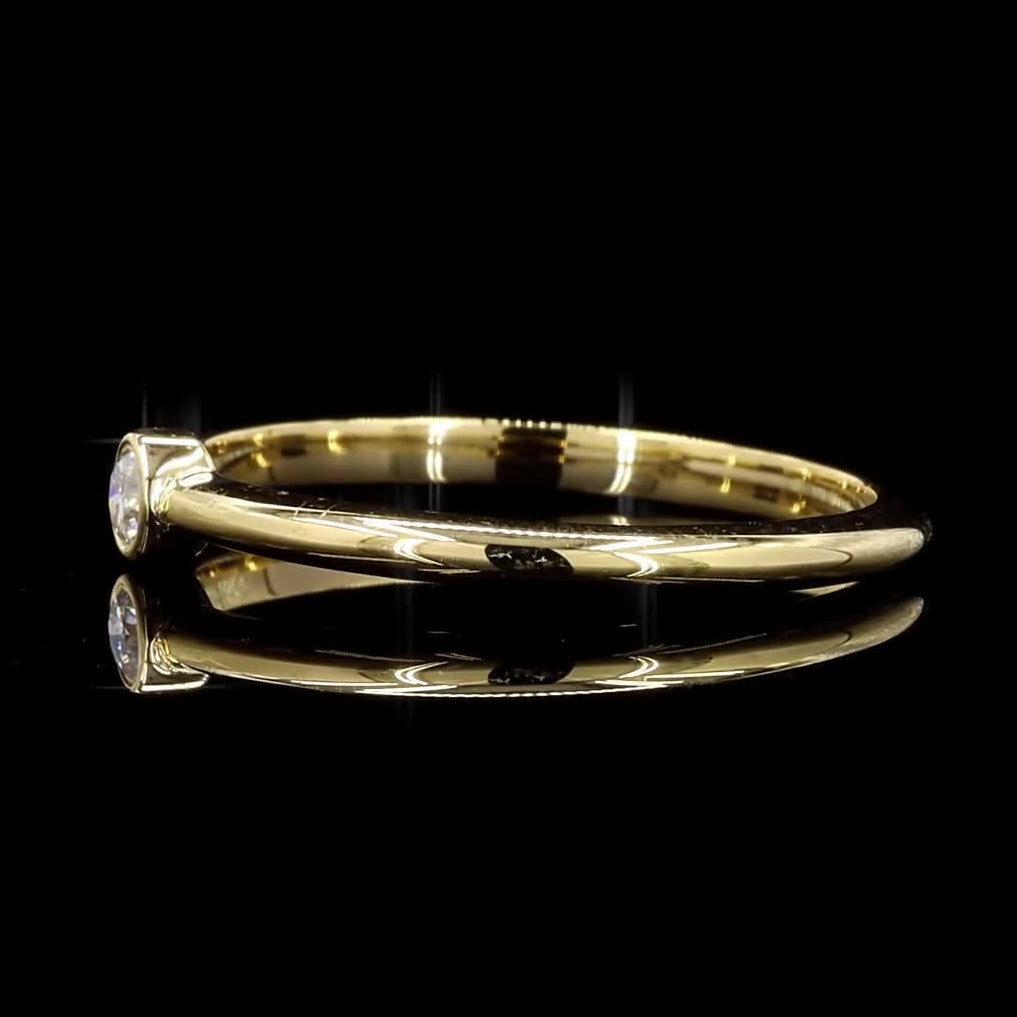 White Diamond Band, Natural Round Diamond 14k Gold Bezel Engagement Ring, Gift for Her