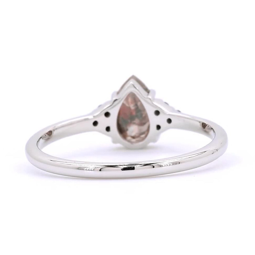 Salt and Pepper Diamond Ring, 14K Gold Engagement Ring, Natural Pear Brown Diamond Wedding Ring