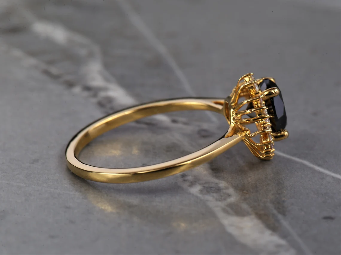 Black Round Diamond Enagagement Ring, Natural Round Pink Diamond Anniversary Ring, Gift for Her