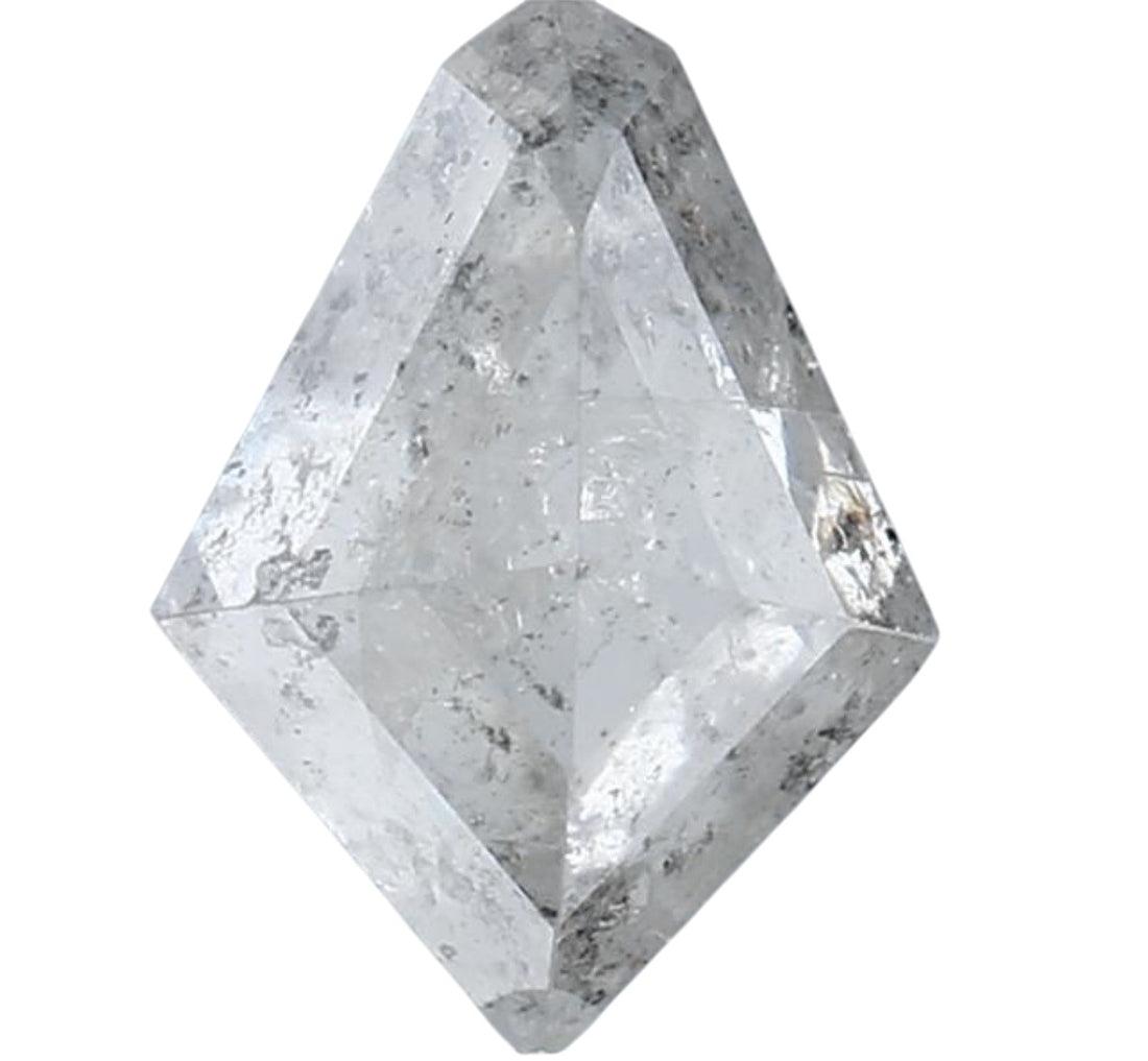 1.35 Carat Salt and Pepper Diamond, Natural Gray Color Kite Loose Diamond for Engagement Ring