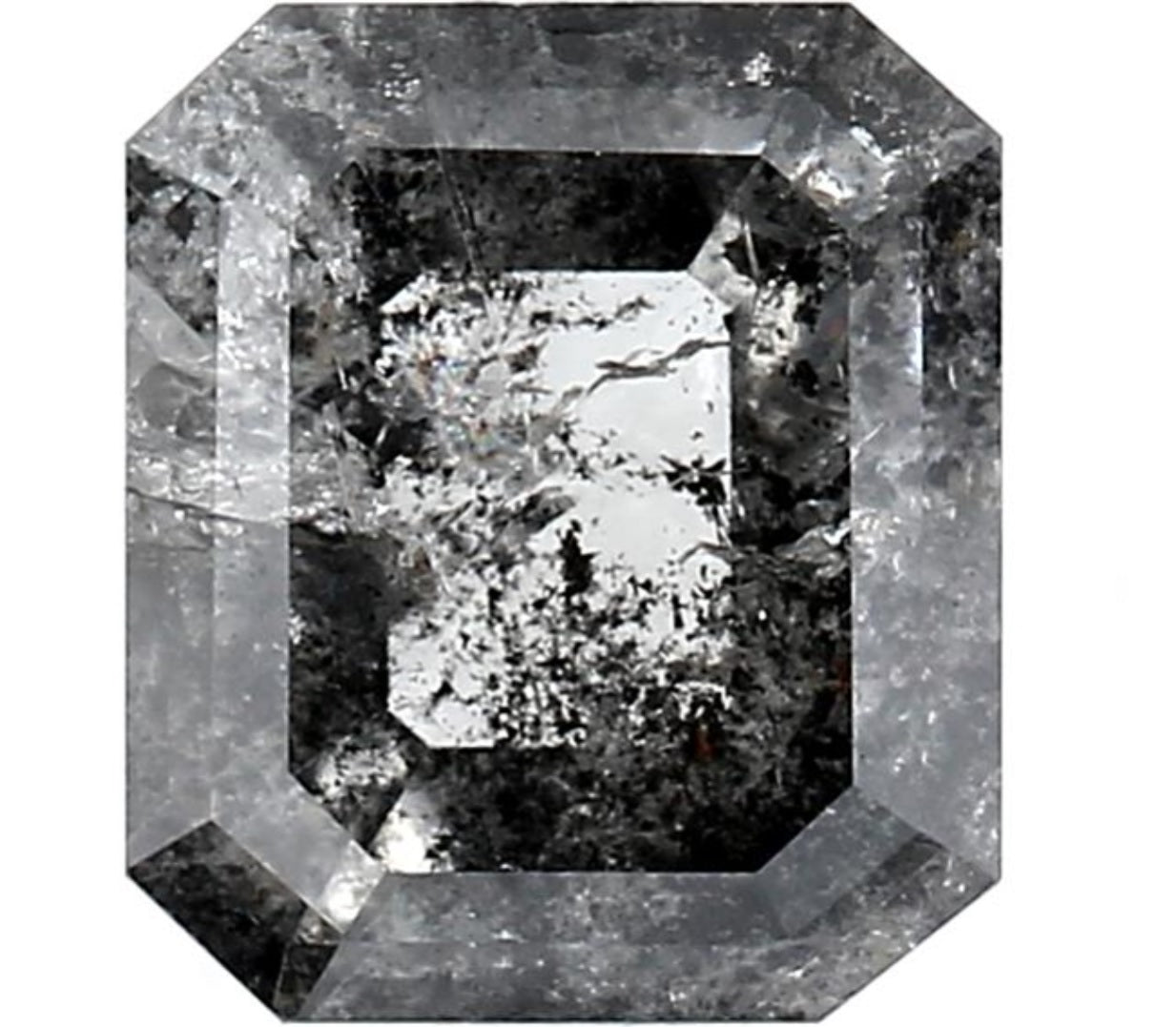 1.62 Carat Salt and Pepper Diamond, Natural Gray Color Emerald Loose Diamond for Engagement Ring